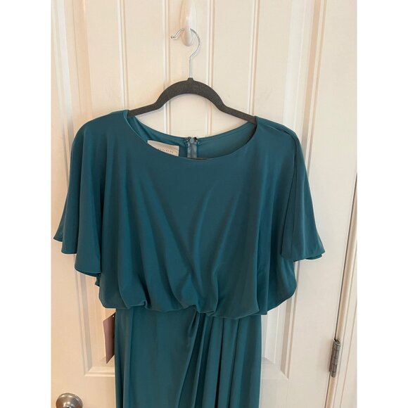 Anthropologie BHLDN Lena Flutter Sleeve Jersey Maxi‎ Gown Dress Teal Size 6 NWT - Picture 4 of 7
